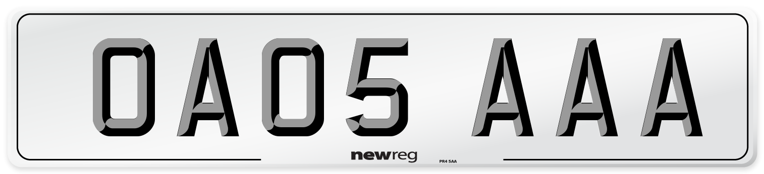 OA05 AAA Number Plate from New Reg